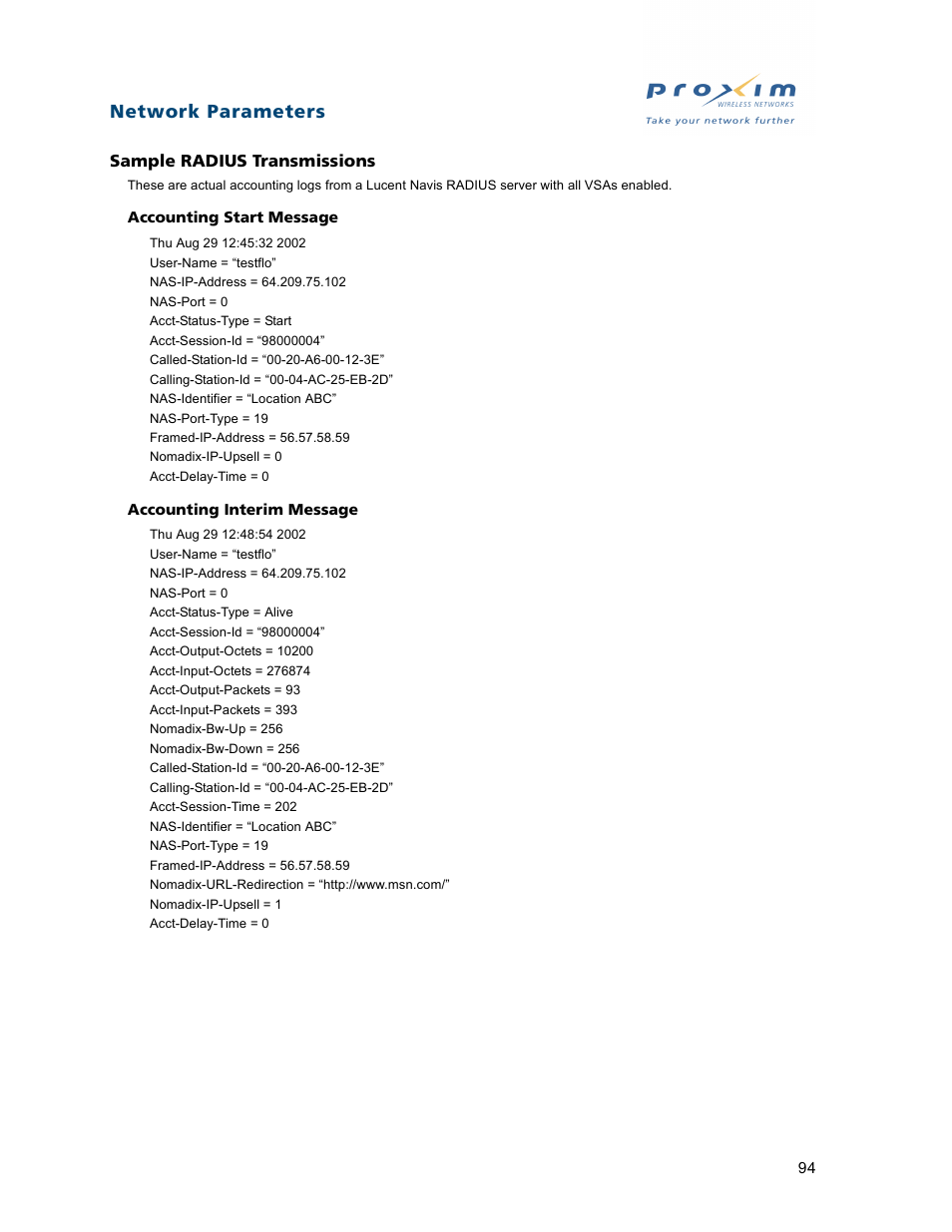 Sample radius transmissions | Proxim ORiNOCO AP-2500 User Manual | Page 94 / 250