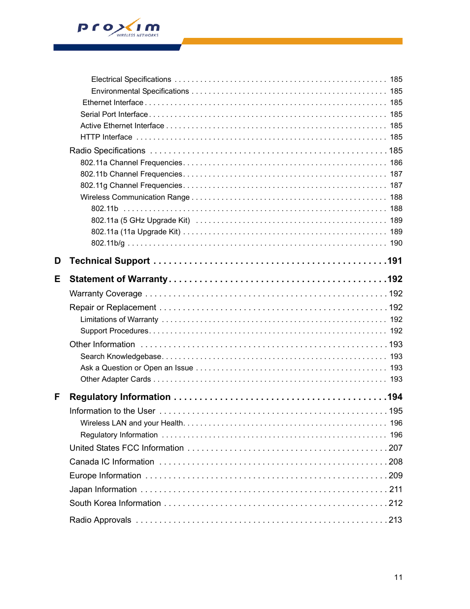 Proxim ORINOCO AP-2000 User Manual | Page 11 / 244