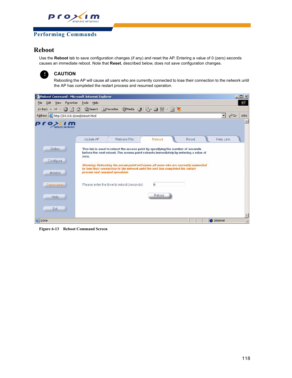 Reboot | Proxim ORINOCO AP-2000 User Manual | Page 118 / 244