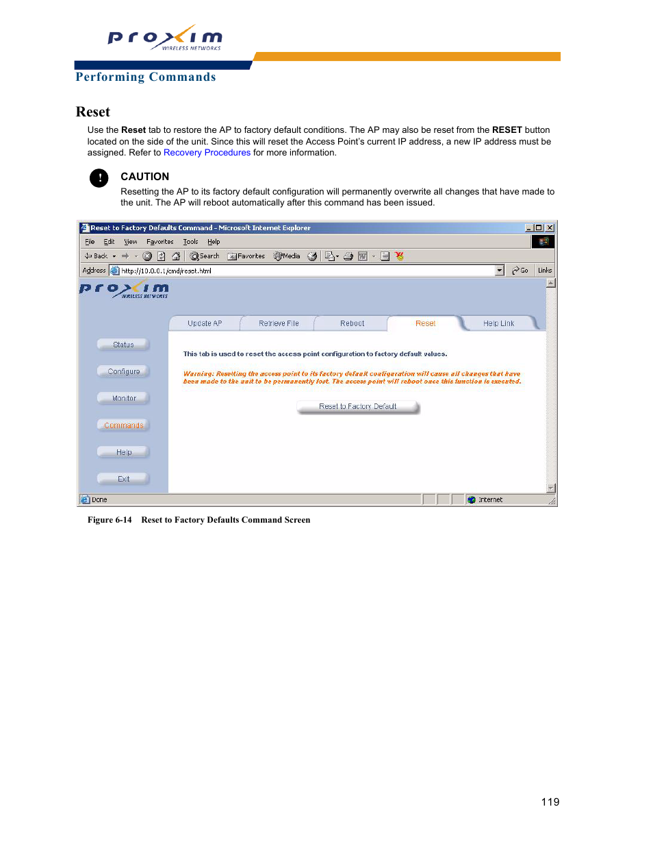 Reset | Proxim ORINOCO AP-2000 User Manual | Page 119 / 244