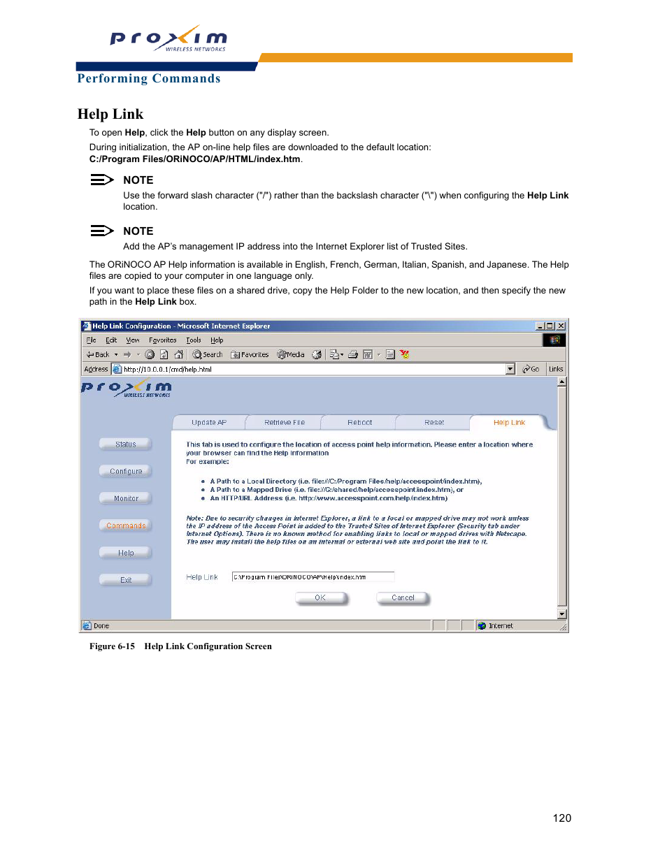 Help link | Proxim ORINOCO AP-2000 User Manual | Page 120 / 244
