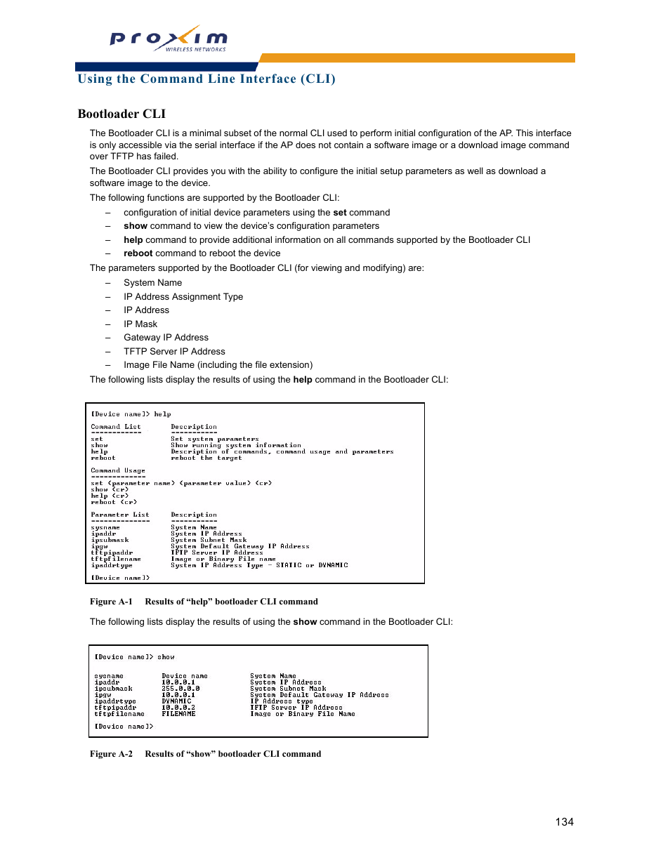 Bootloader cli | Proxim ORINOCO AP-2000 User Manual | Page 134 / 244