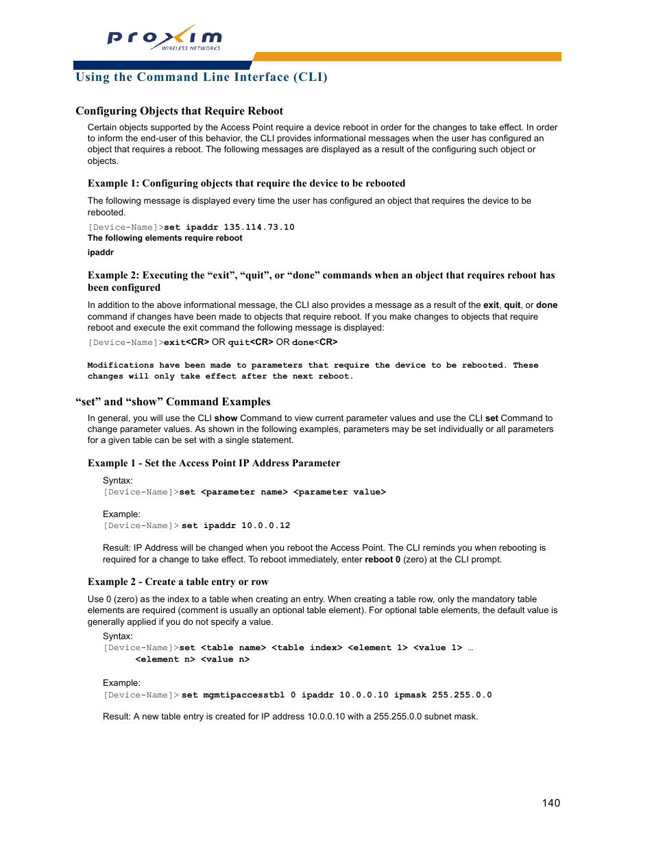 Using the command line interface (cli) | Proxim ORINOCO AP-2000 User Manual | Page 140 / 244