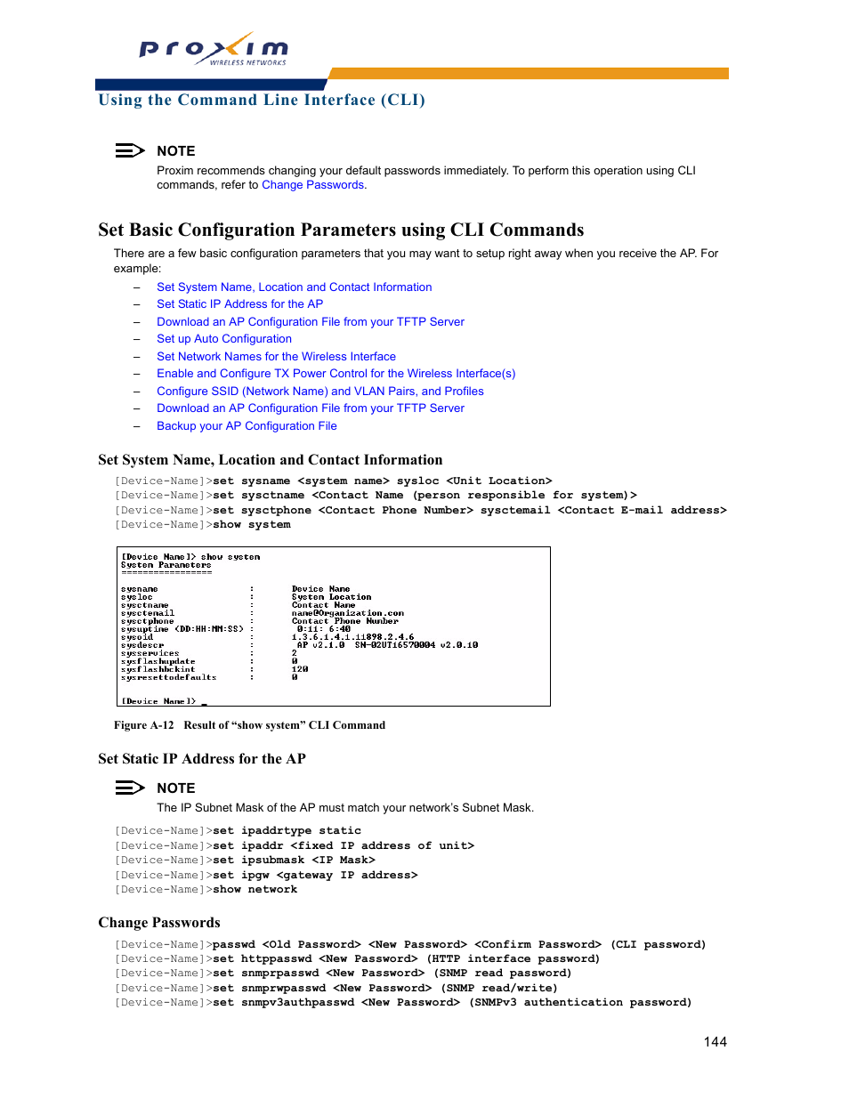 Using the command line interface (cli) | Proxim ORINOCO AP-2000 User Manual | Page 144 / 244