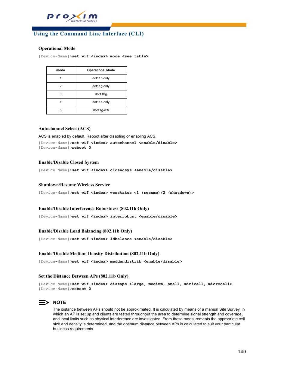 Using the command line interface (cli) | Proxim ORINOCO AP-2000 User Manual | Page 149 / 244