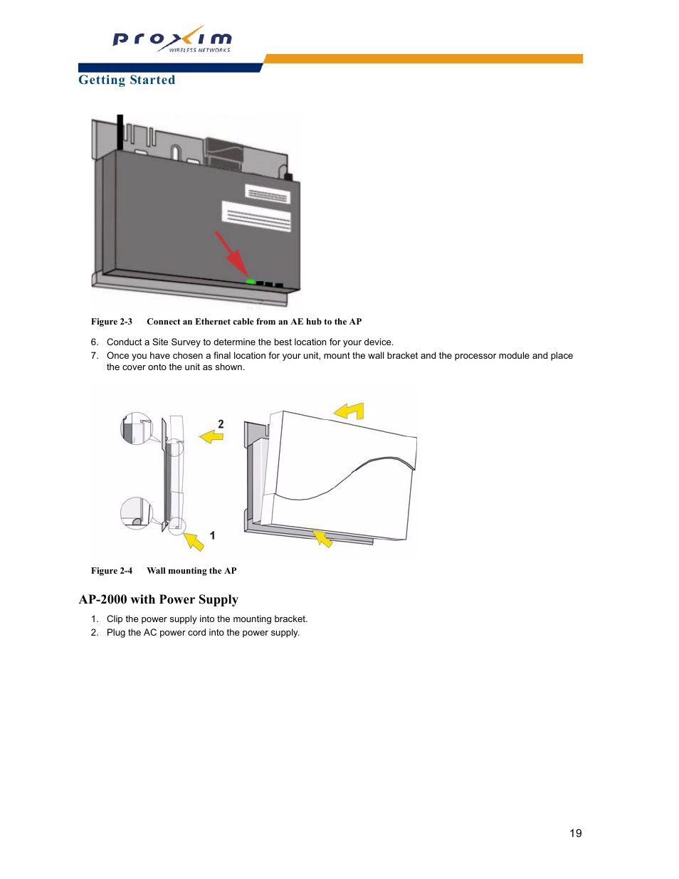 Ap-2000 with power supply, Getting started | Proxim ORINOCO AP-2000 User Manual | Page 19 / 244
