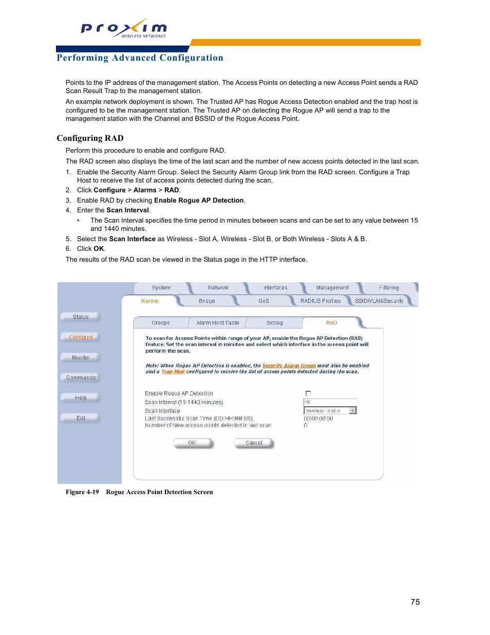 Configuring rad, Performing advanced configuration | Proxim ORINOCO AP-2000 User Manual | Page 75 / 244