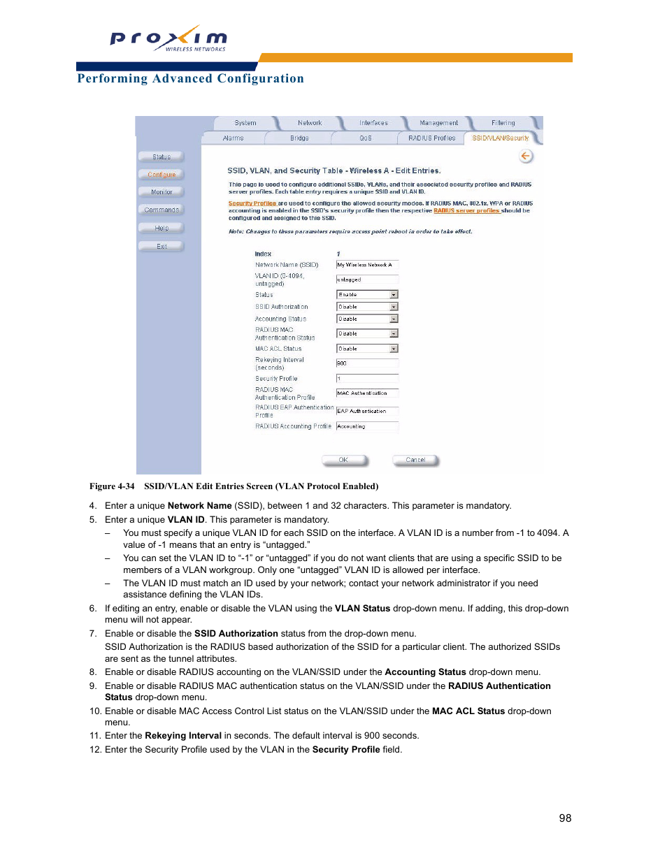 Performing advanced configuration | Proxim ORINOCO AP-2000 User Manual | Page 98 / 244