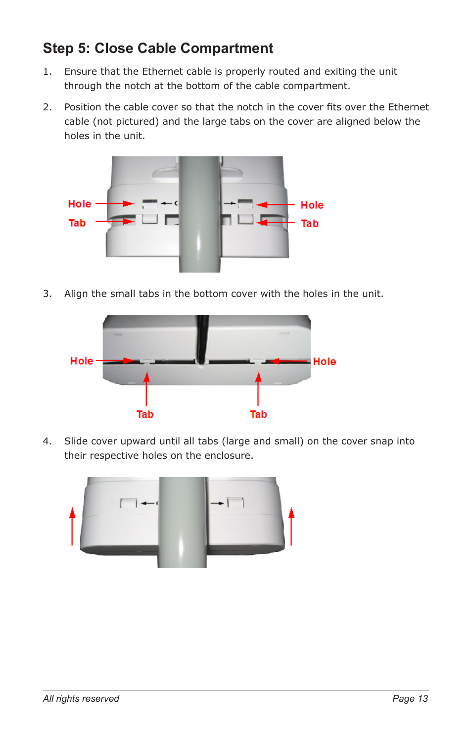 Step 5: close cable compartment | Proxim TSUNAMI MP.11 5012-SUR User Manual | Page 13 / 24