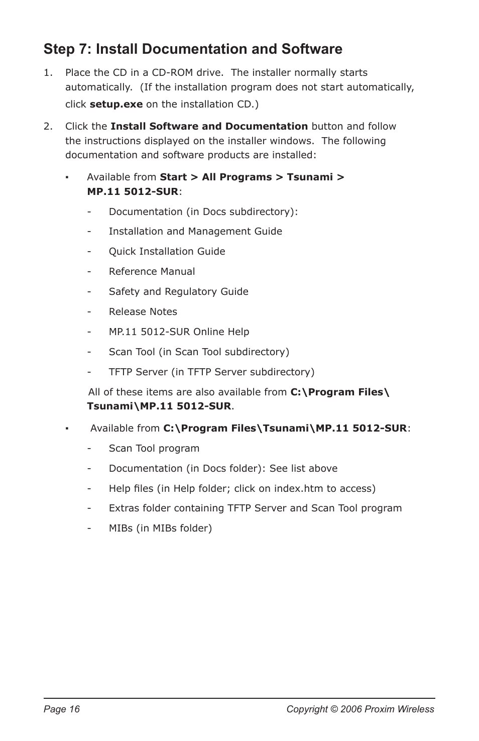 Step 7: install documentation and software | Proxim TSUNAMI MP.11 5012-SUR User Manual | Page 16 / 24