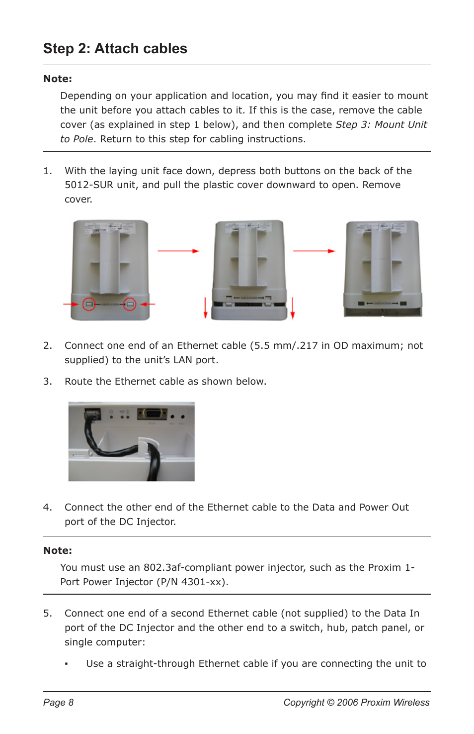 Step 2: attach cables | Proxim TSUNAMI MP.11 5012-SUR User Manual | Page 8 / 24