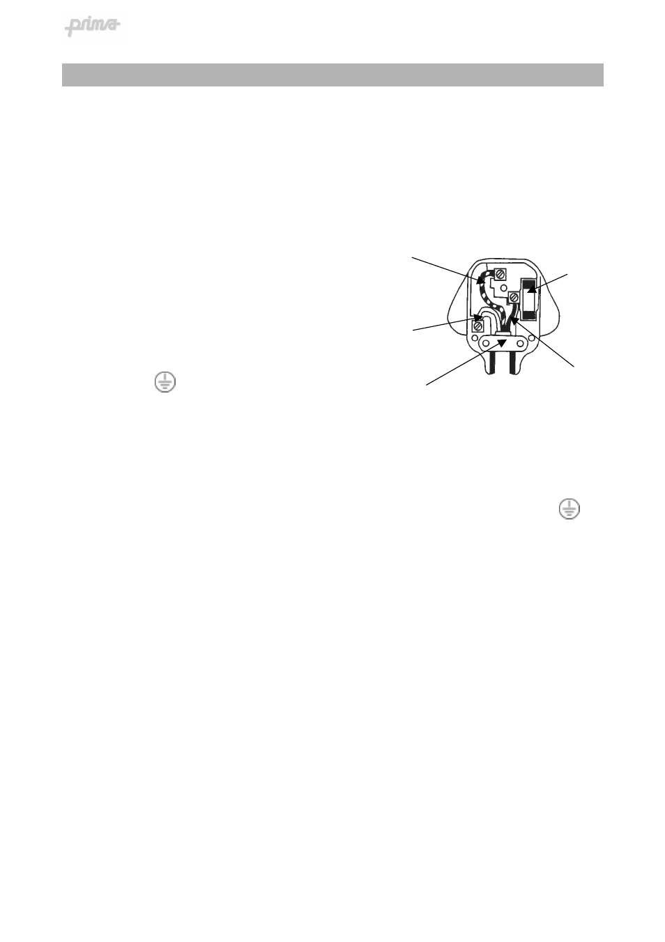 Fitting of 3 pin plug | Prima ABM10 User Manual | Page 41 / 43
