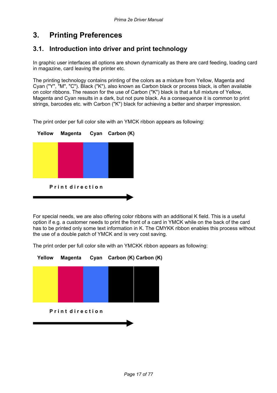 Printing preferences, Introduction into driver and print technology | Prima MAGICARD 2e User Manual | Page 17 / 77