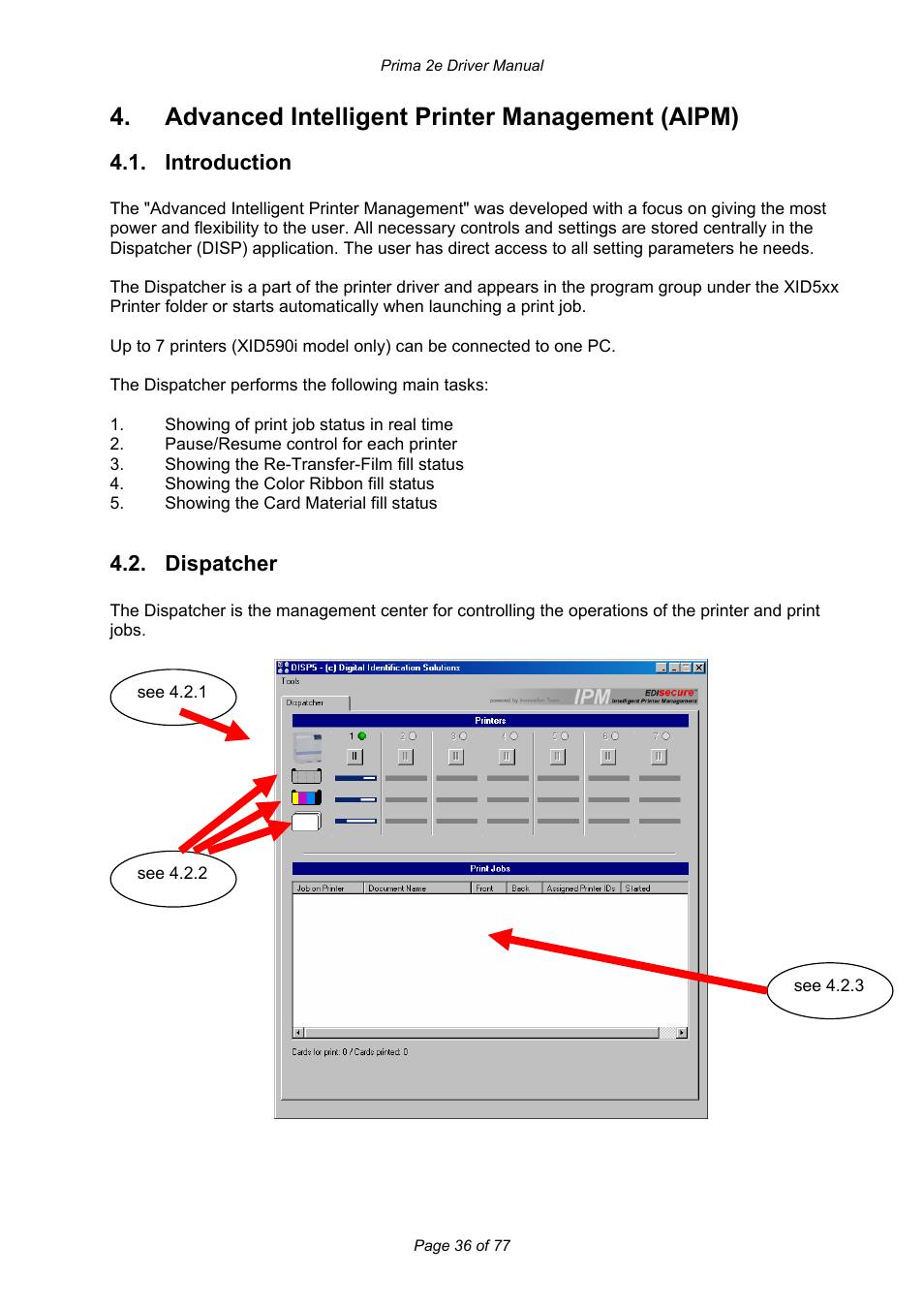 Advanced intelligent printer management (aipm), Introduction, Dispatcher | Prima MAGICARD 2e User Manual | Page 36 / 77