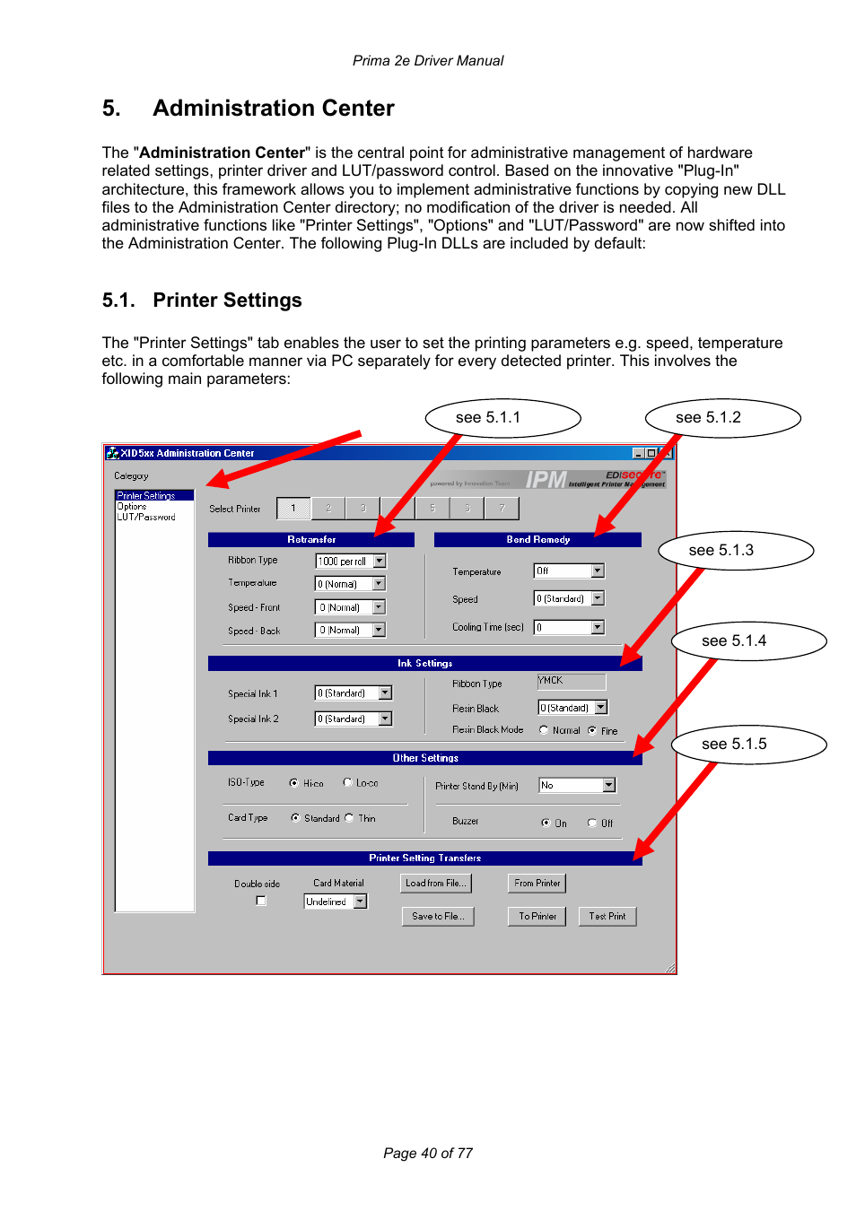 Administration center | Prima MAGICARD 2e User Manual | Page 40 / 77