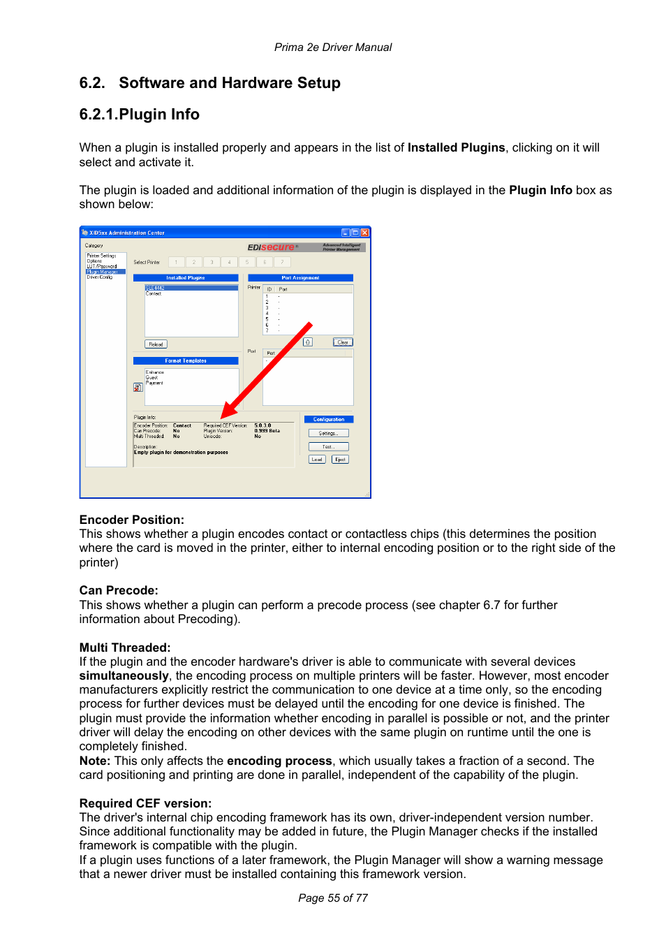 Software and hardware setup 6.2.1. plugin info | Prima MAGICARD 2e User Manual | Page 55 / 77