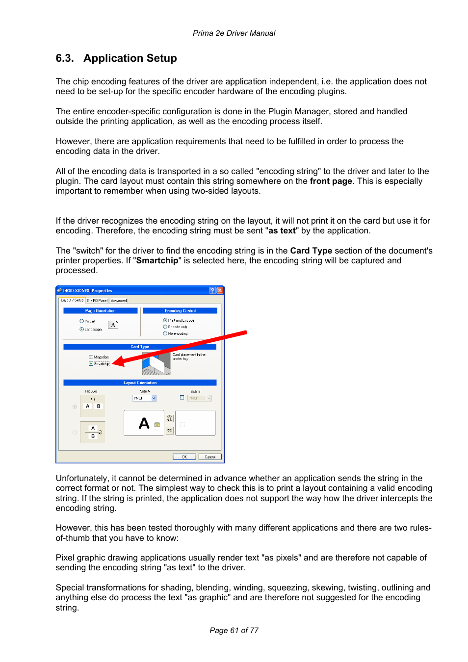 Application setup | Prima MAGICARD 2e User Manual | Page 61 / 77