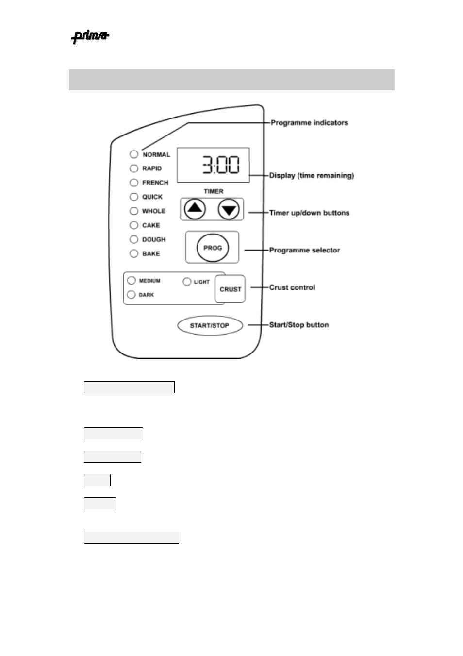 The controls 16 | Prima ABM 9 User Manual | Page 12 / 42