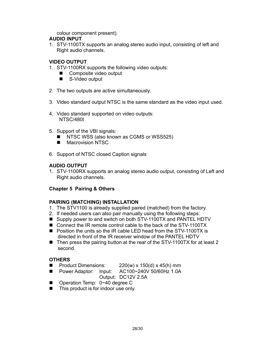 Pantel PAN520 User Manual | Page 28 / 30