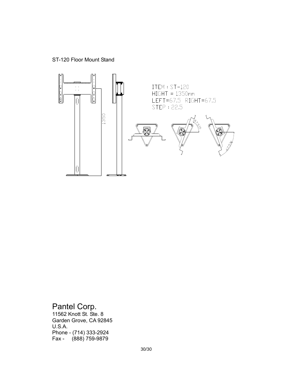 Pantel corp | Pantel PAN520 User Manual | Page 30 / 30