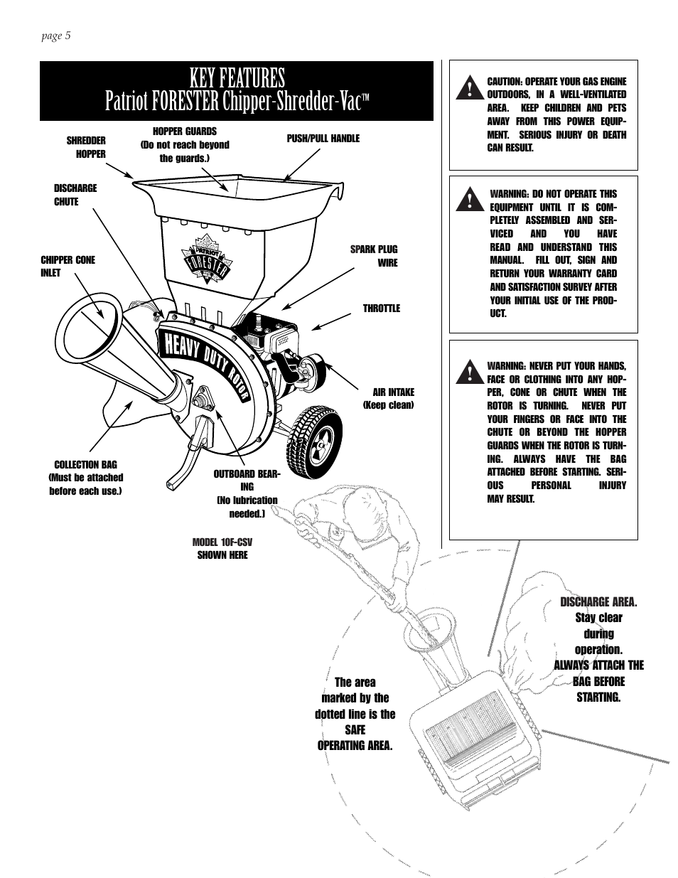 Key features patriot forester chipper-shredder-vac | Patriot Products 10F-CSV User Manual | Page 5 / 21