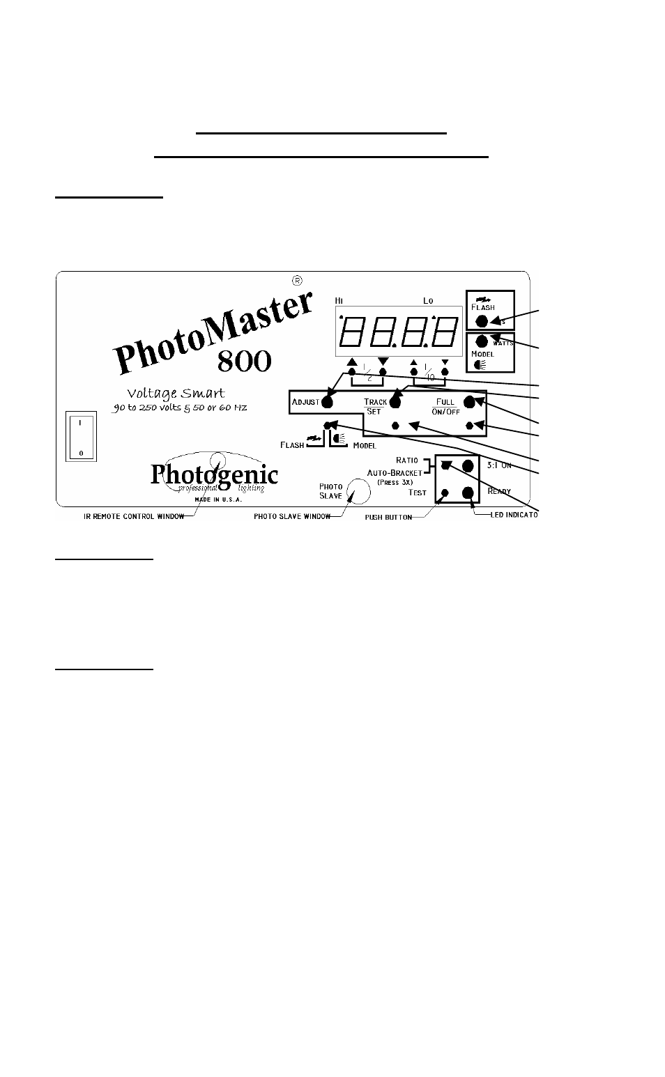 Functional operation | Photogenic Professional Lighting PM800 User Manual | Page 7 / 20