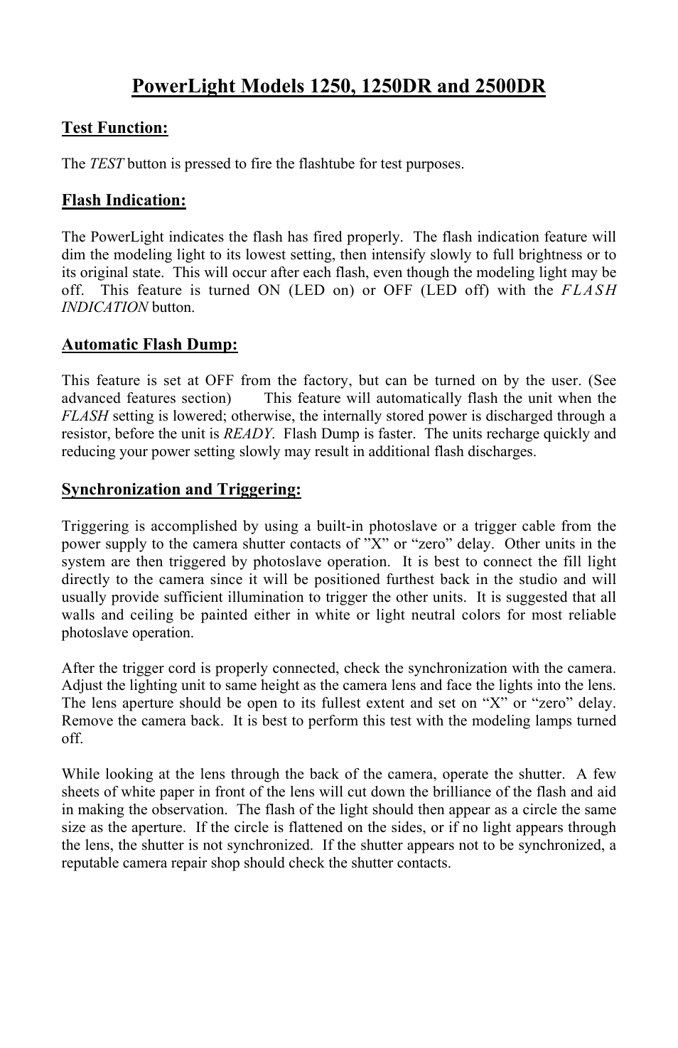 Photogenic Professional Lighting PowerLight 1250 User Manual | Page 9 / 20