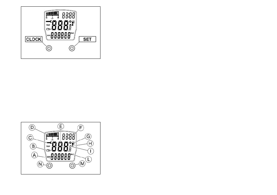 Clock, Digital lcd display, Clock (01_03) | Digital lcd display (01_04), 1 vehicle | Piaggio 400ie User Manual | Page 12 / 100