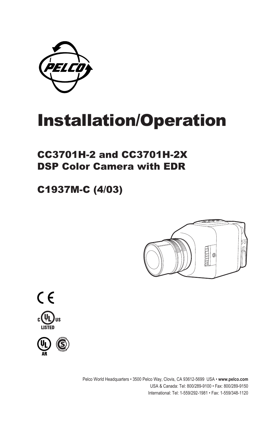 Pelco CC3701H-2X User Manual | 12 pages