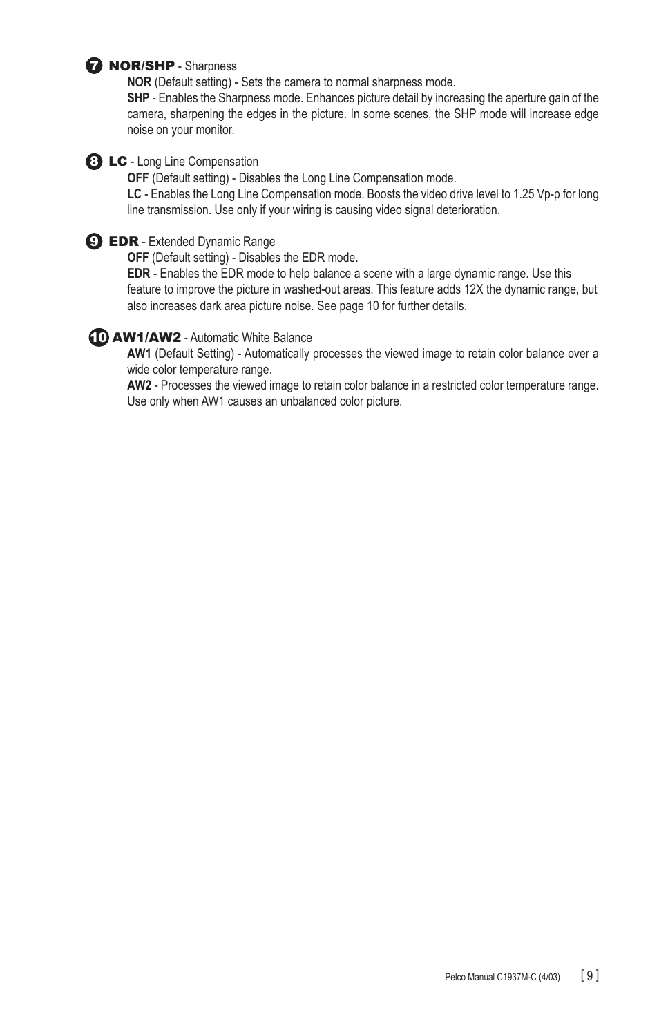 Pelco CC3701H-2X User Manual | Page 9 / 12
