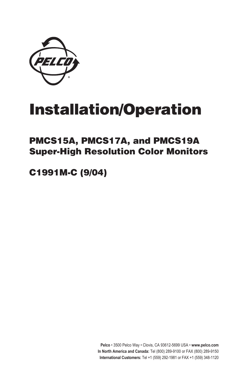 Pelco PMCS17A User Manual | 8 pages