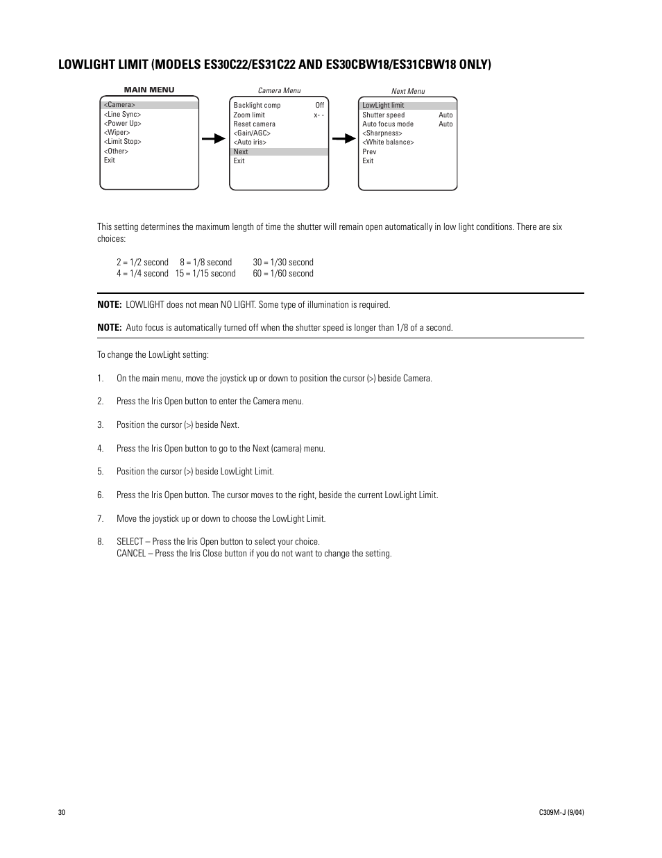 Pelco ESPRIT ES30C User Manual | Page 30 / 50