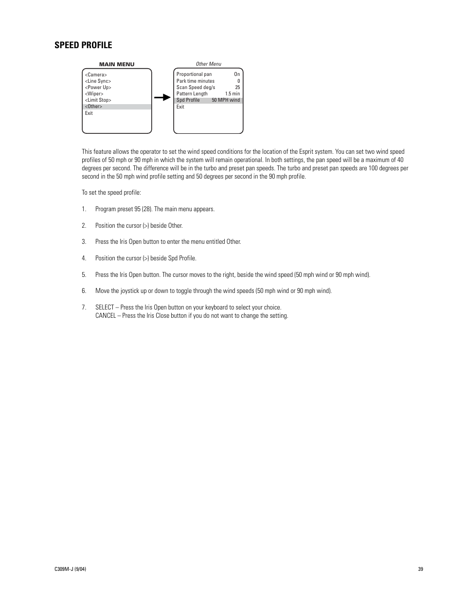 Speed profile | Pelco ESPRIT ES30C User Manual | Page 39 / 50