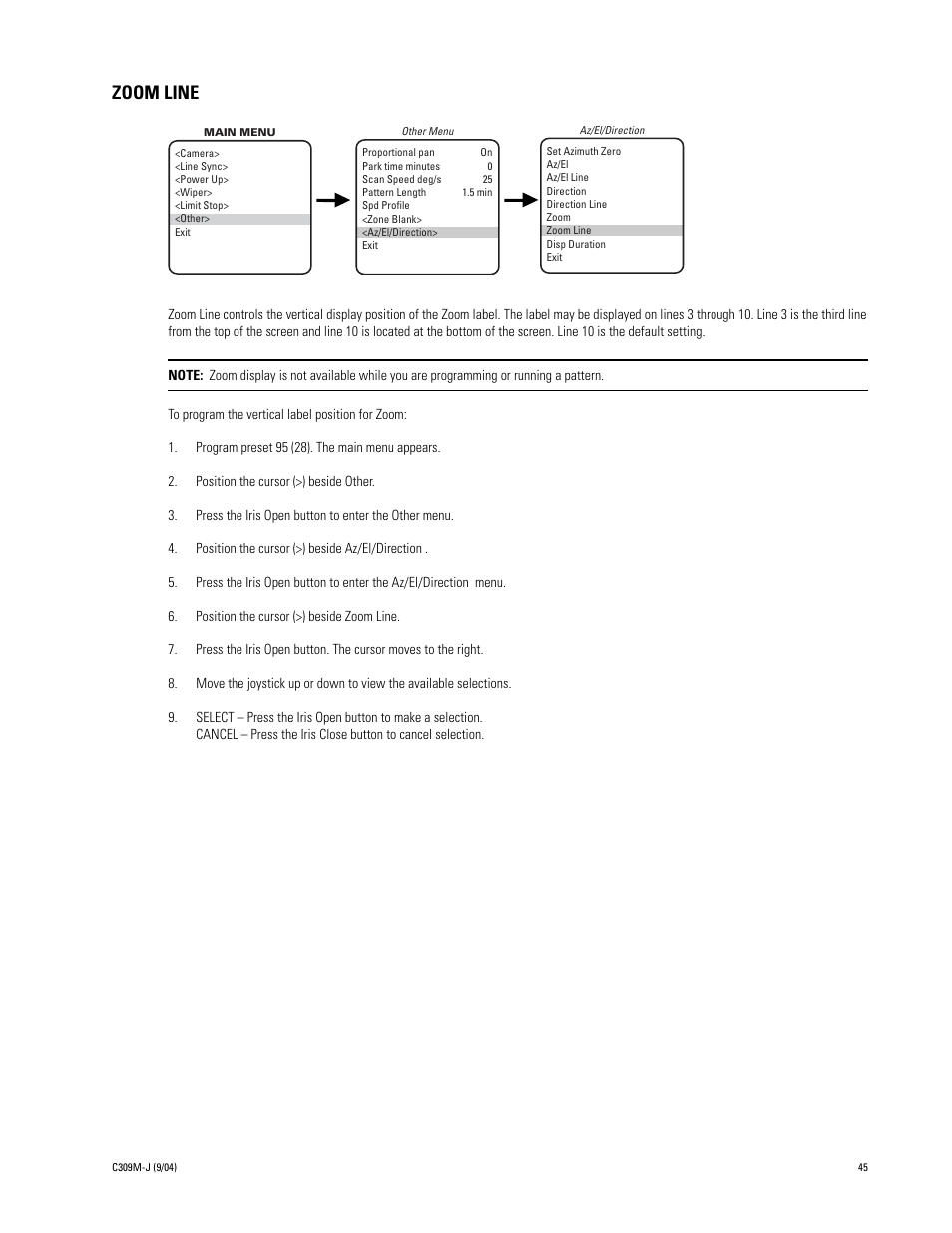 Zoom line | Pelco ESPRIT ES30C User Manual | Page 45 / 50