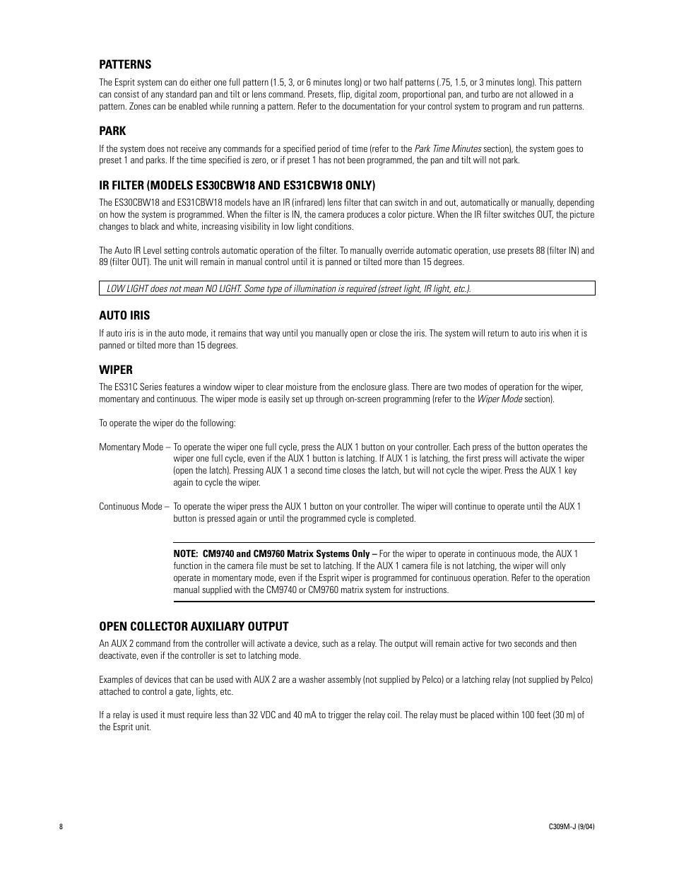 Pelco ESPRIT ES30C User Manual | Page 8 / 50