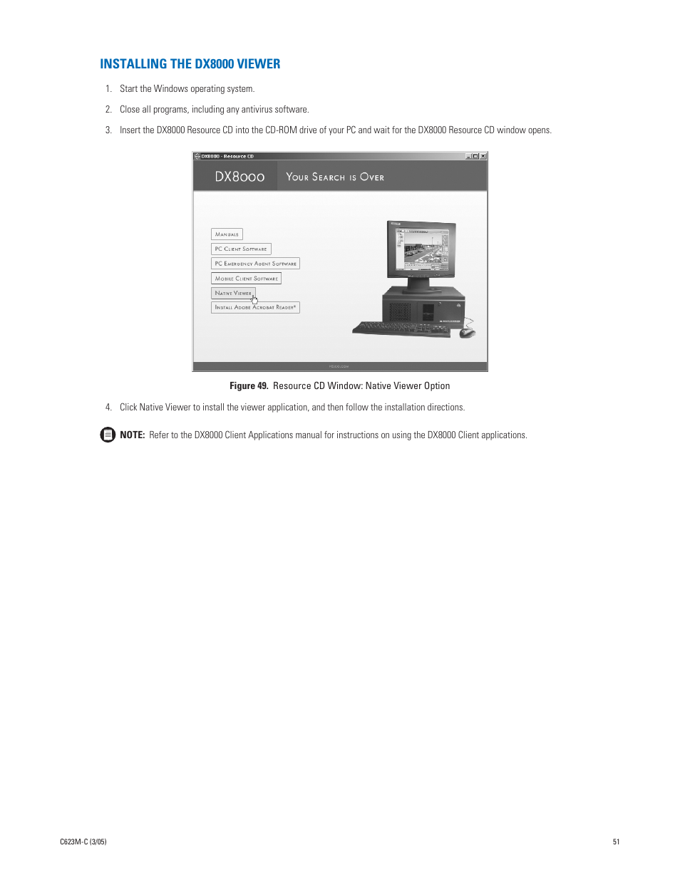 Installing the dx8000 viewer | Pelco Dx8000 User Manual | Page 51 / 96
