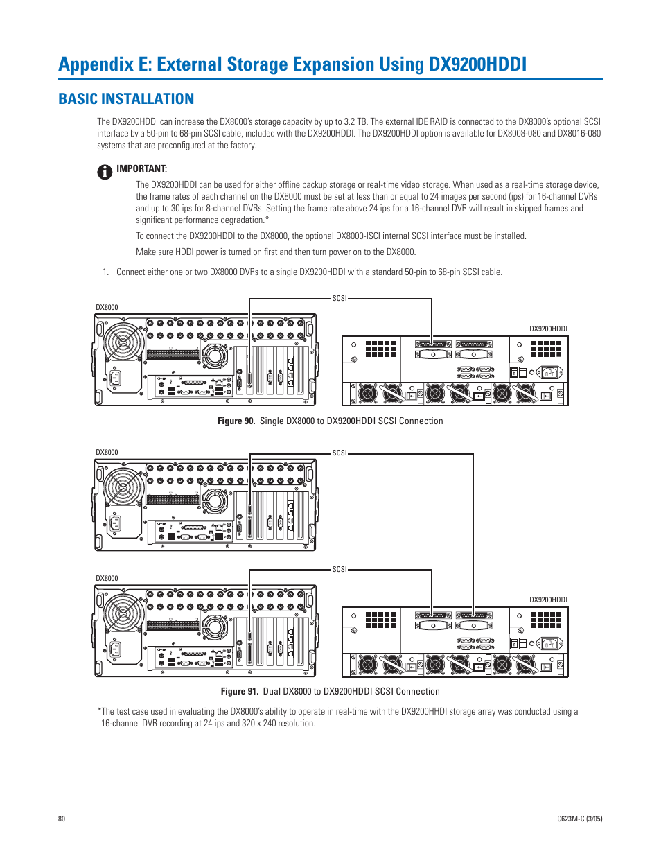Basic installation, Scsi dx8000, Dx8000 | Dx9200hddi scsi scsi | Pelco Dx8000 User Manual | Page 80 / 96