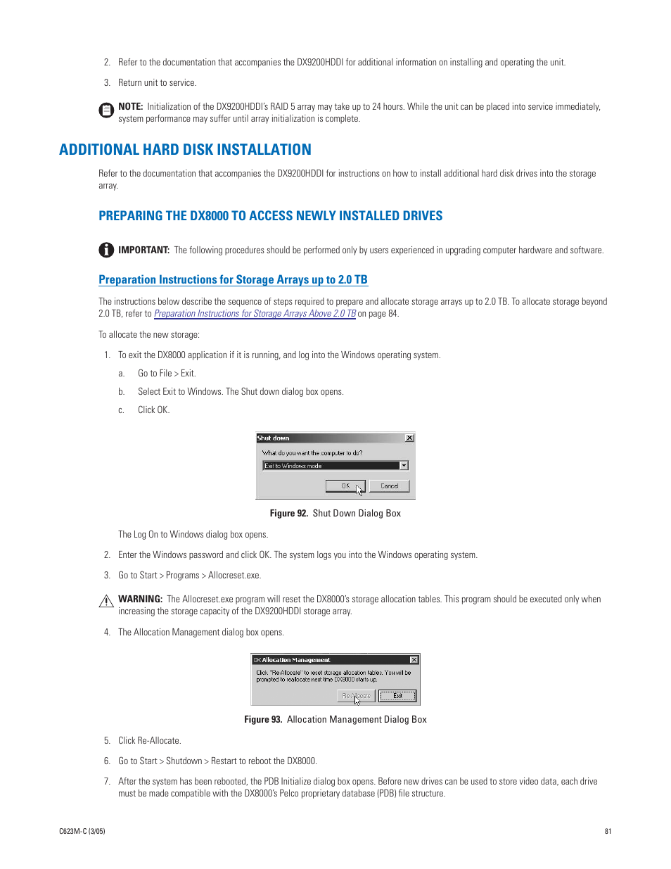 Additional hard disk installation | Pelco Dx8000 User Manual | Page 81 / 96
