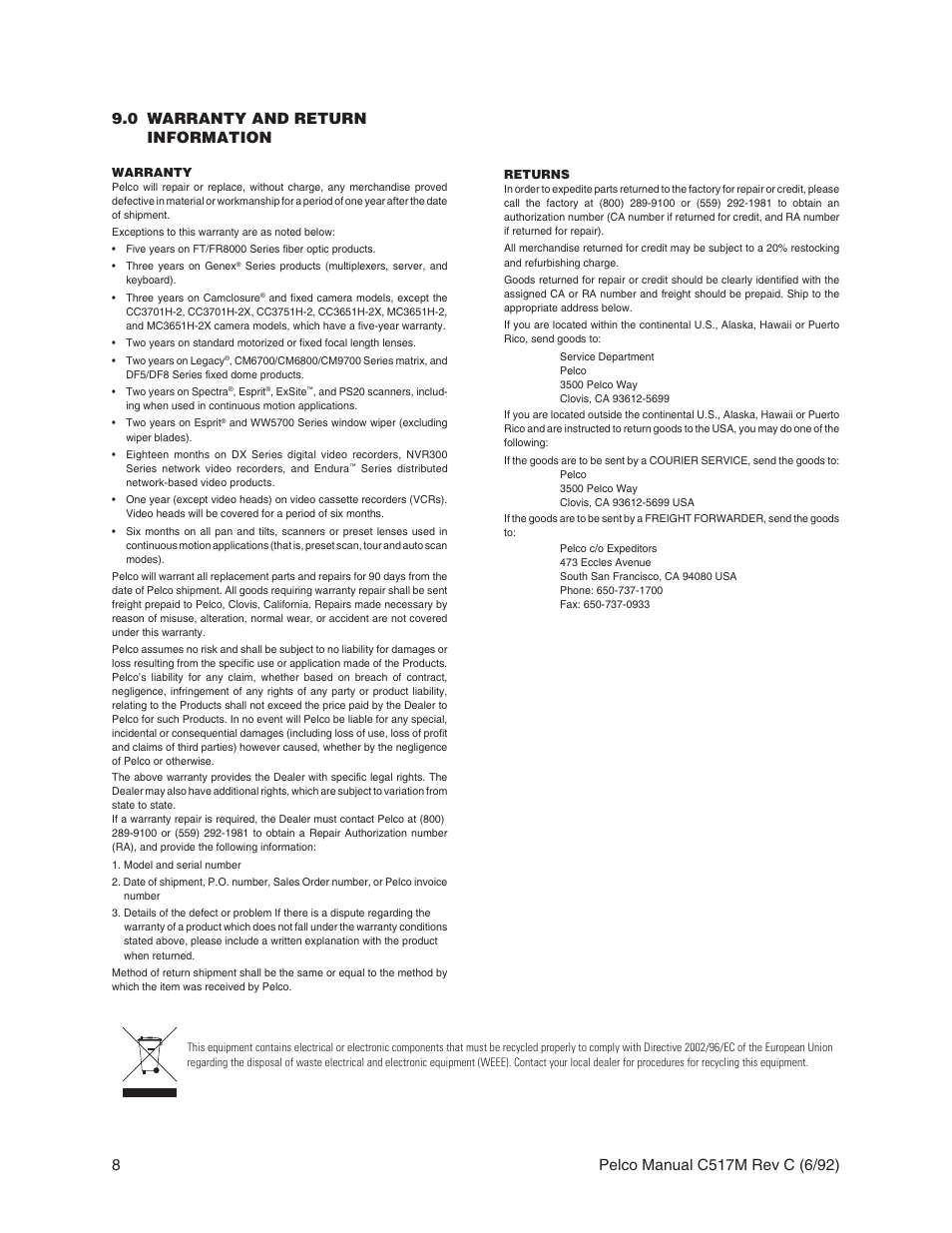 Pelco MLZ6DT User Manual | Page 8 / 8