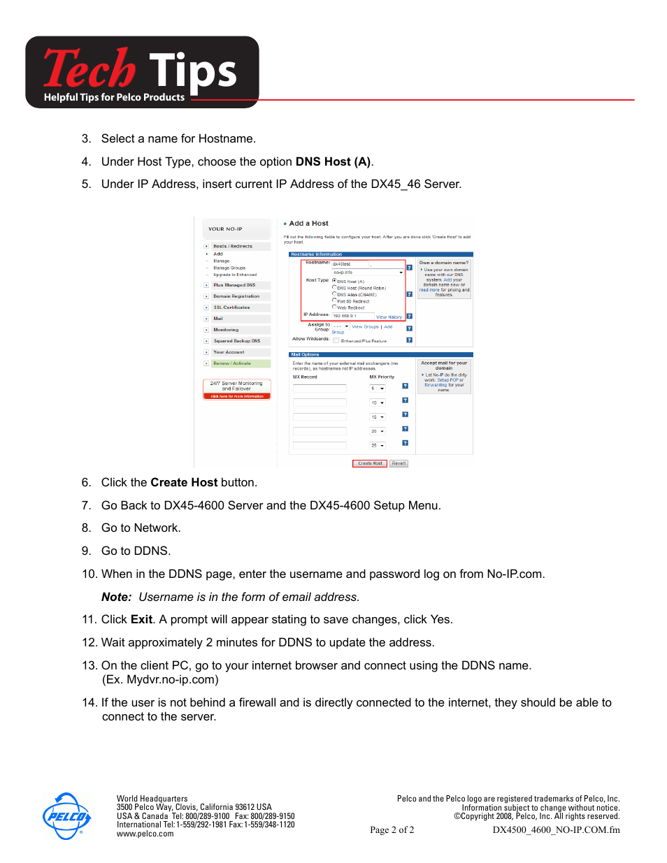 Tech, Tips | Pelco Tech Tips DX4500/4600 User Manual | Page 2 / 2