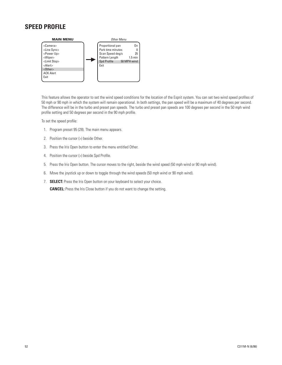 Speed profile | Pelco ESPRIT ES30PC User Manual | Page 52 / 70