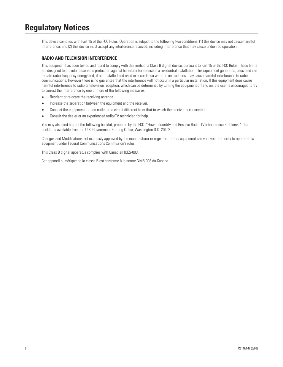 Regulatory notices | Pelco ESPRIT ES30PC User Manual | Page 6 / 70