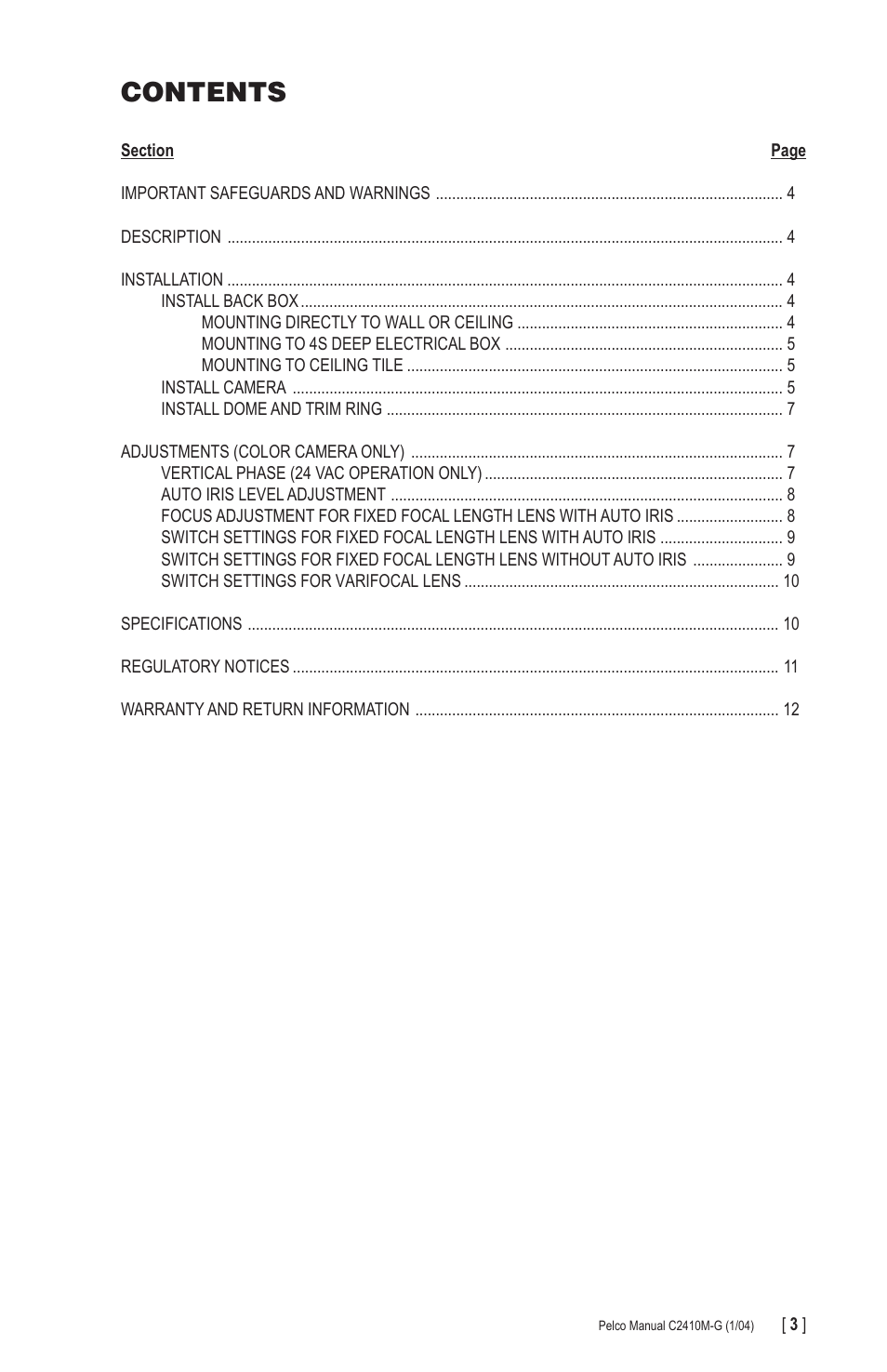 Pelco CAMCLOSURE C2410M-G User Manual | Page 3 / 12