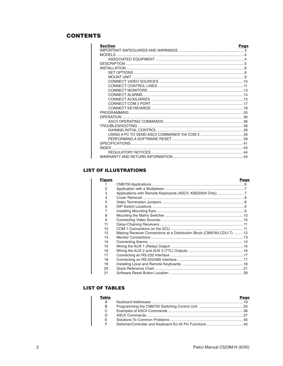 Pelco CM6700 User Manual | Page 2 / 44