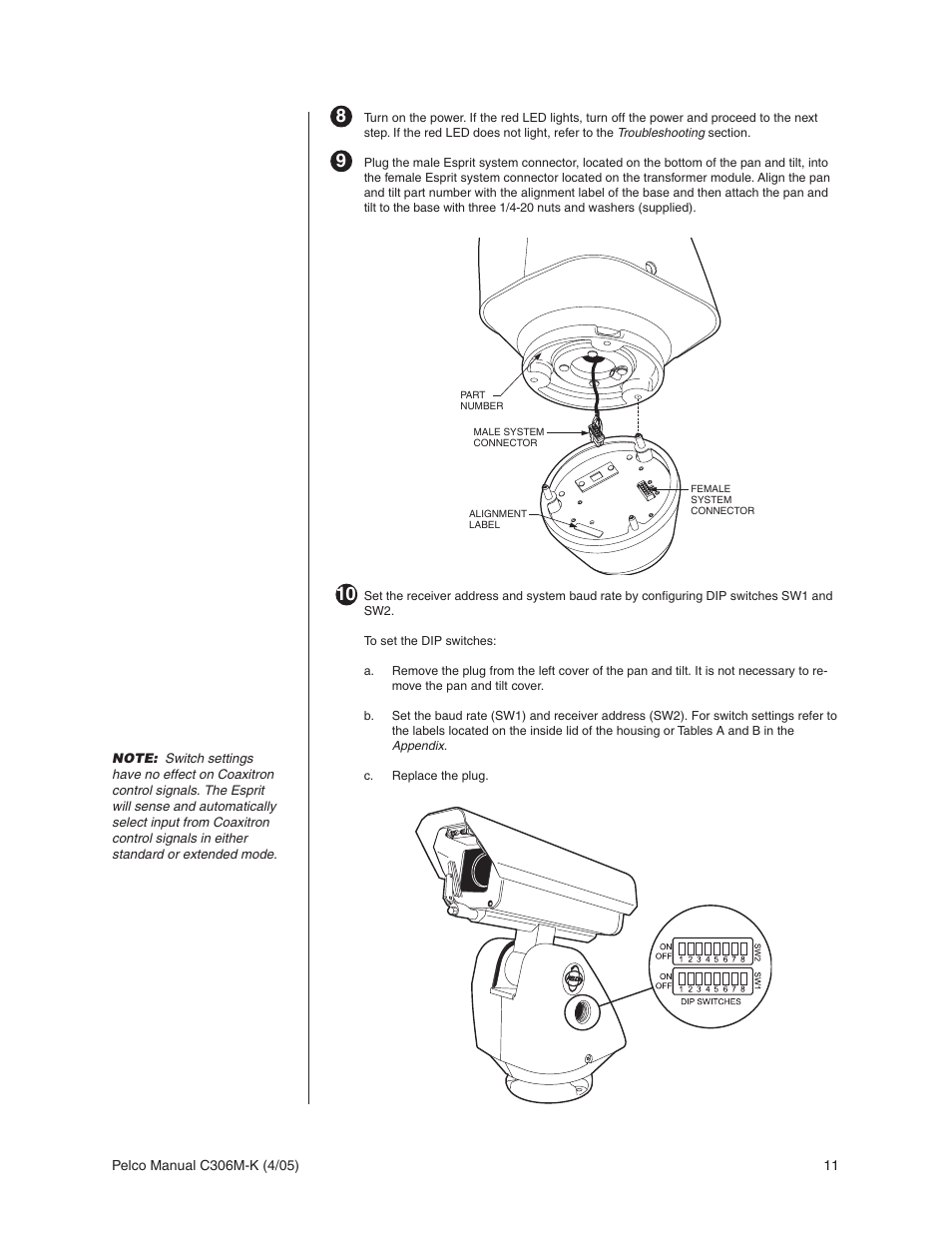 Pelco ESPRIT ES3012 User Manual | Page 11 / 40