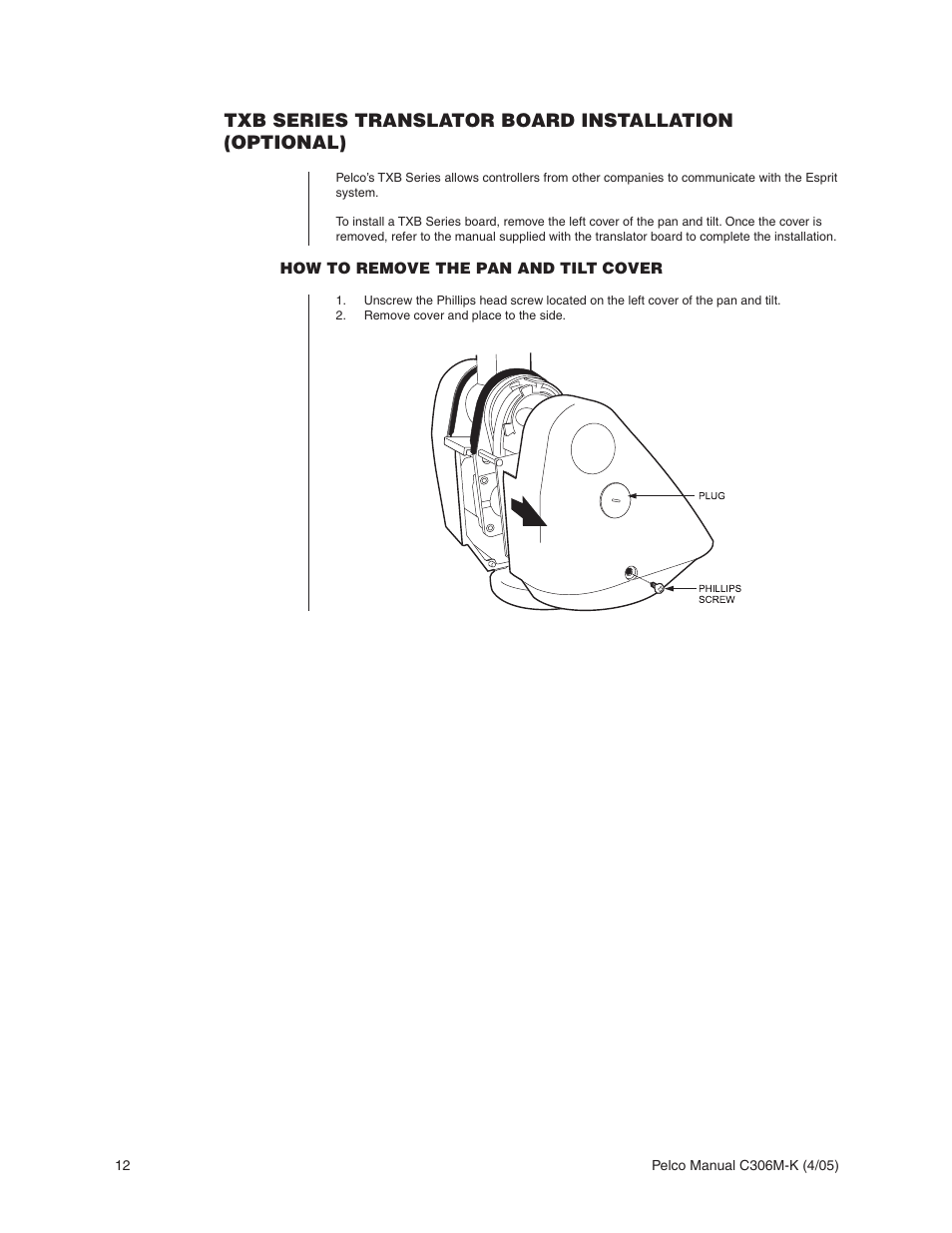 How to remove the pan and tilt cover | Pelco ESPRIT ES3012 User Manual | Page 12 / 40