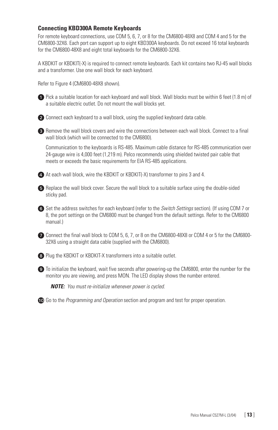 Pelco Universal Keyboard KBD300A User Manual | Page 13 / 40