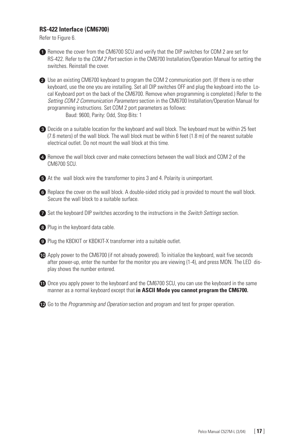 Pelco Universal Keyboard KBD300A User Manual | Page 17 / 40