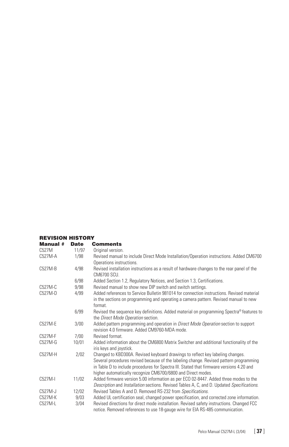Pelco Universal Keyboard KBD300A User Manual | Page 37 / 40