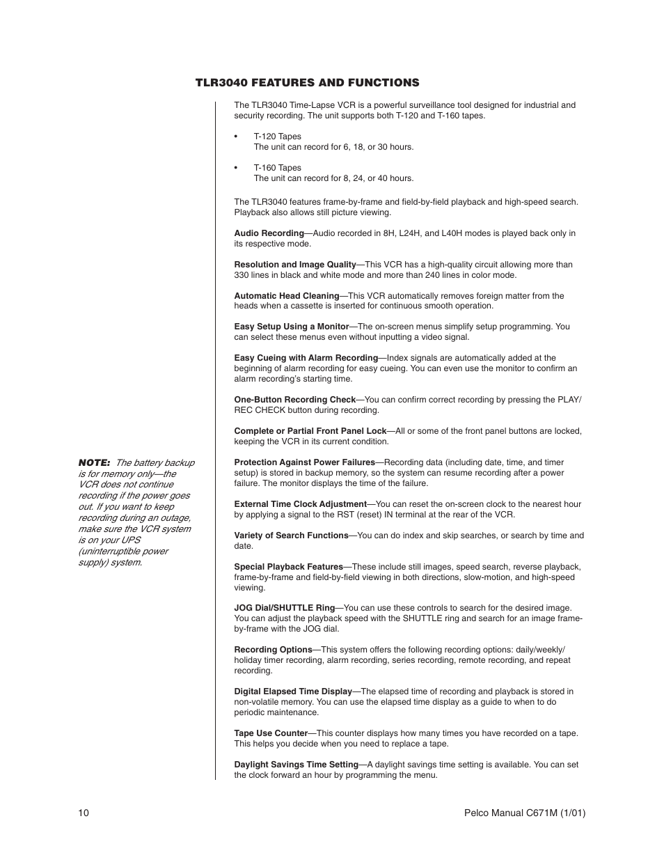 Pelco TLR3040 User Manual | Page 10 / 58